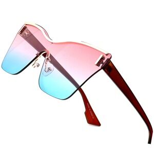 Oversized Shield Sunglasses Pink Blue Ombre Fashion Sun Glasses‎ Lentes Gagfas